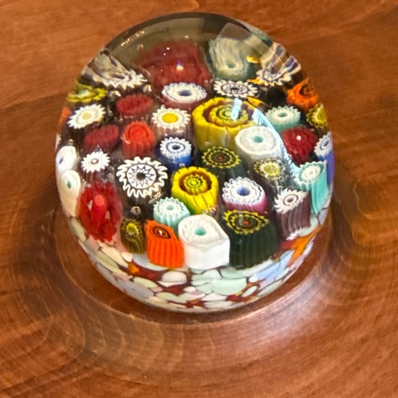 Vintage Murano Italy Millefiori Close MCM Paperweight 3” - Picture 11 of 13